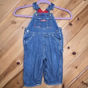 Vtg 90s‎ Baby Gap 12-18 Months Blue Denim Carpenter Overalls Red Fleece Lining